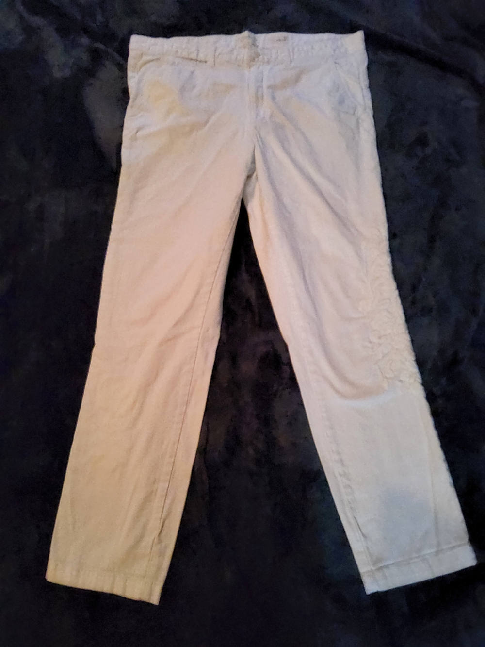 Chino Classic White Casual Pants With Embroidered Detail
